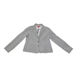 Mossimo Blazer Womens XXL Pinstripe Herringbone Cotton Jacket Grey White Blue